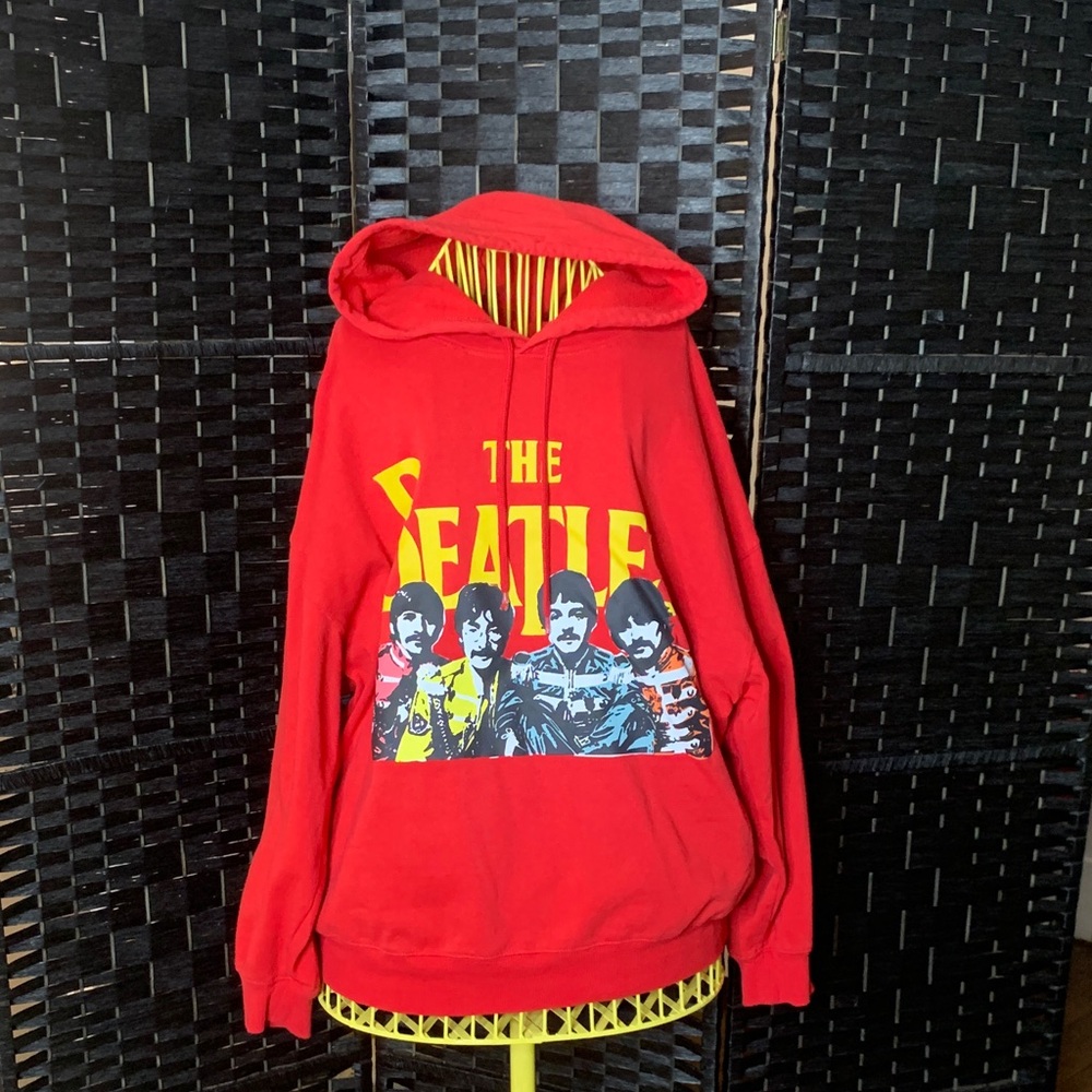 The Beatles Red Hoodie with Yellow and Black Accents